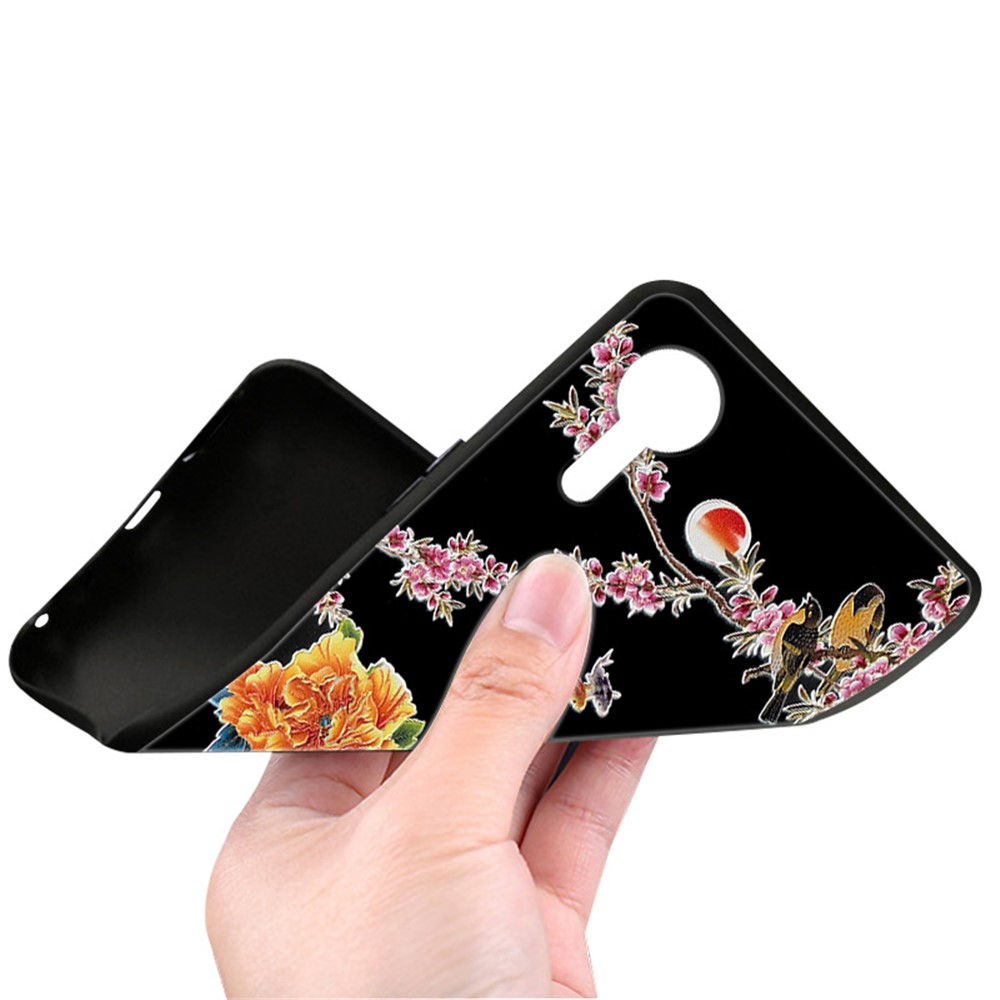 Stylish Pattern Printing Embossed TPU Phone Cover for Samsung Galaxy Xcover 5 - Black Cat-2