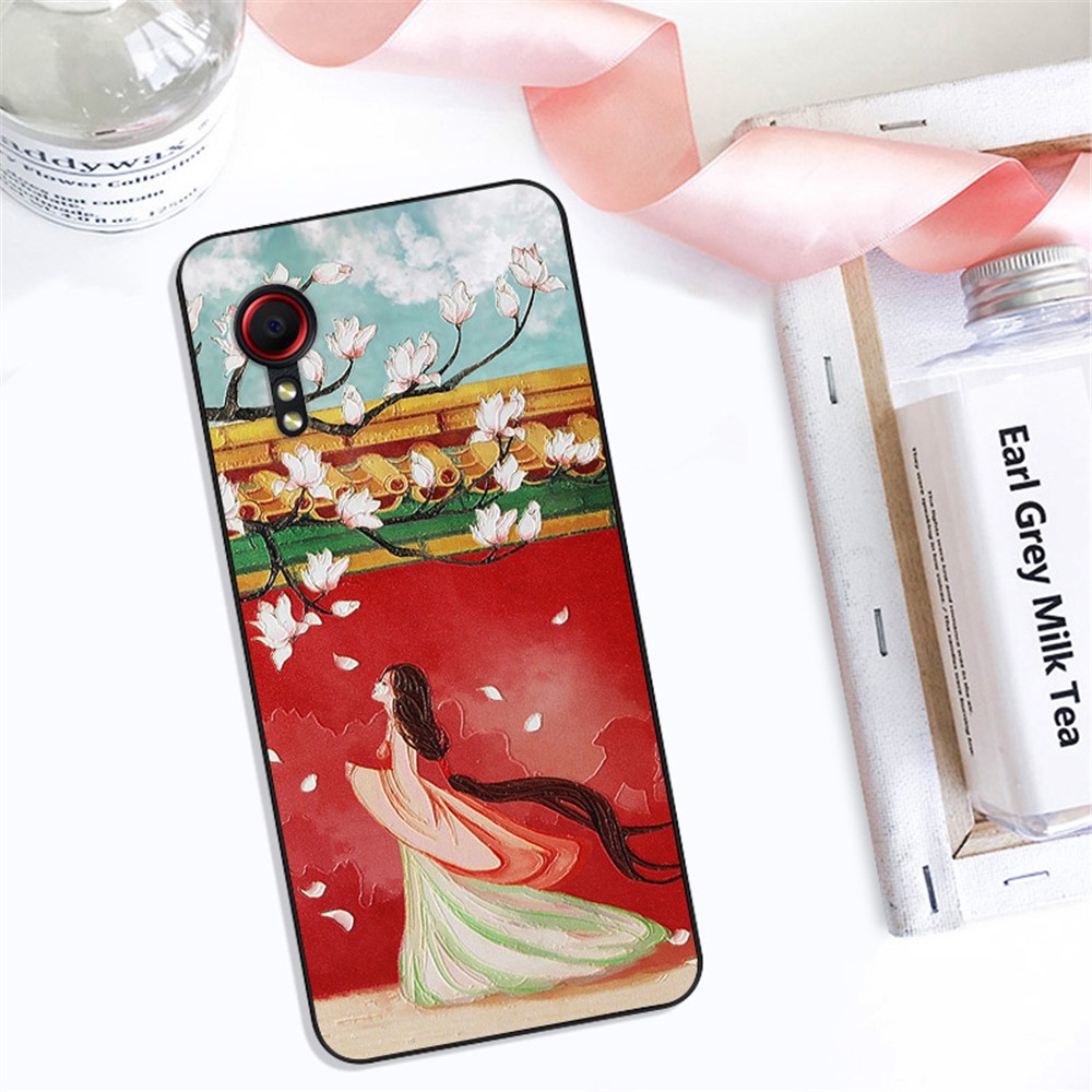 Stylish Pattern Printing Embossed TPU Phone Cover for Samsung Galaxy Xcover 5 - Black Cat-3