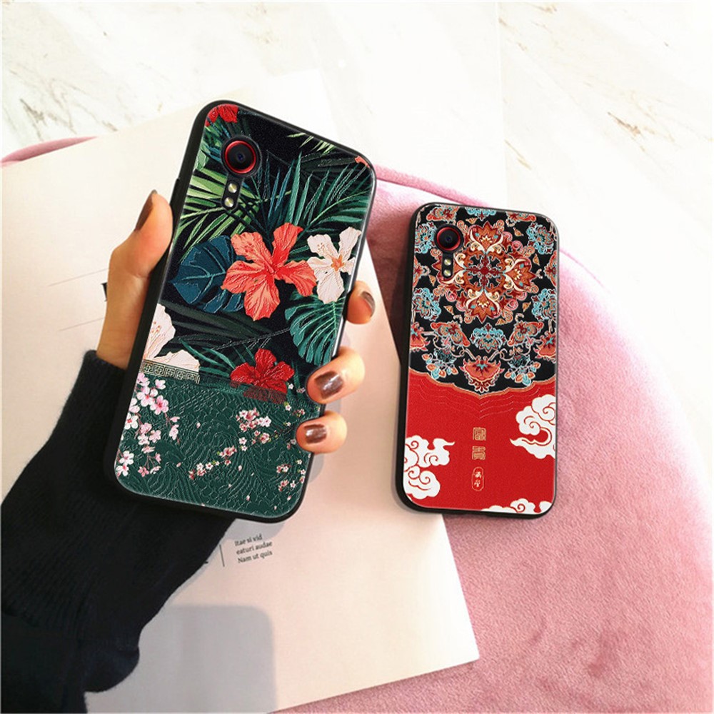 Stylish Pattern Printing Embossed TPU Phone Cover for Samsung Galaxy Xcover 5 - Black Cat-4