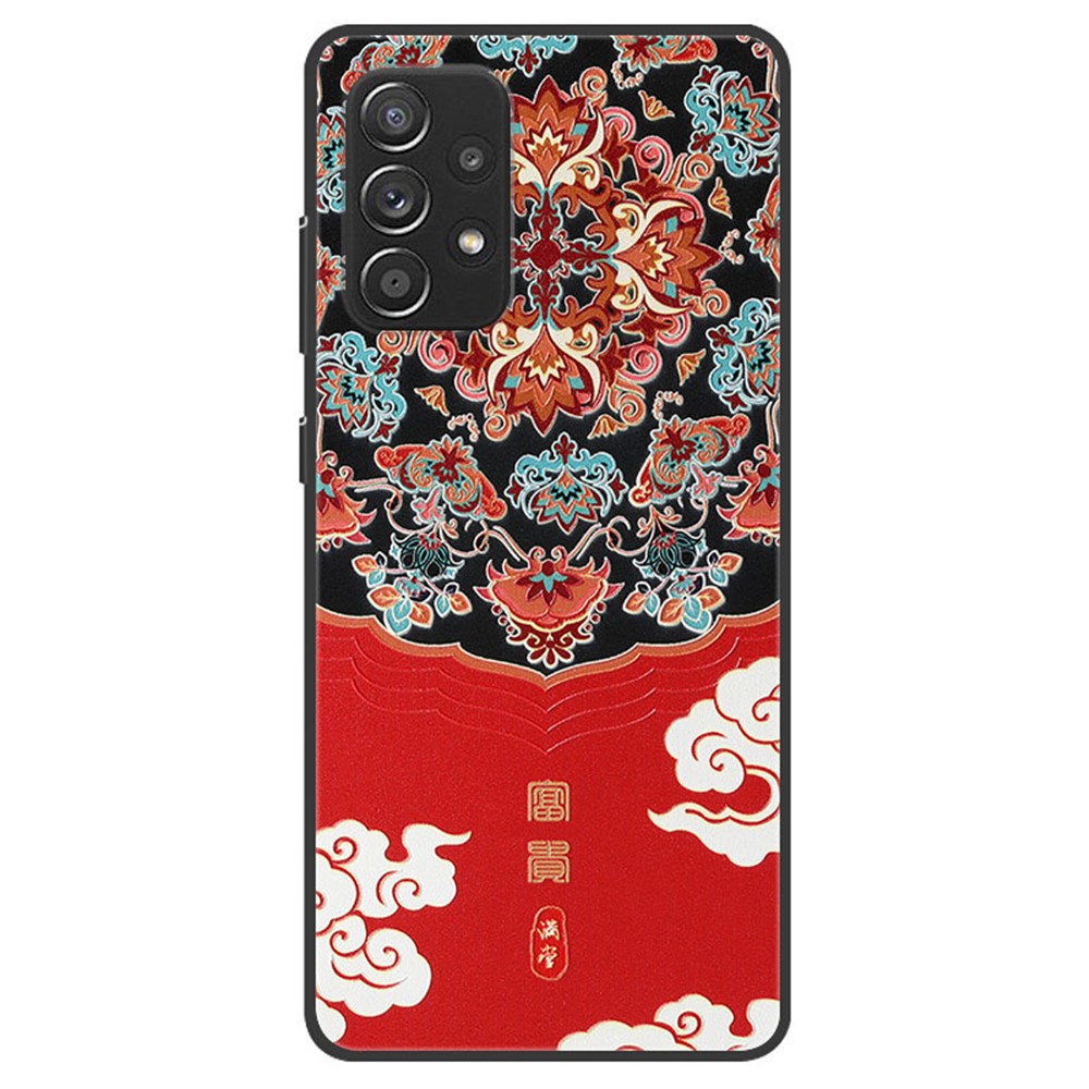 Pattern Printing Embossed Flexible TPU Phone Cover for Samsung Galaxy A52 4G/5G - Riches and Honour-1