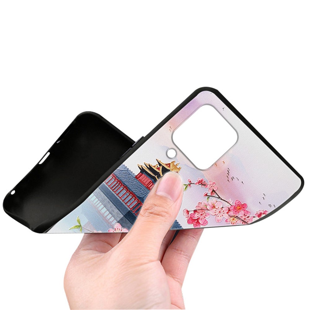 Embossed Pattern Printing Well-Protected TPU Phone Cover for Samsung Galaxy F62/M62 - Black Cat-2