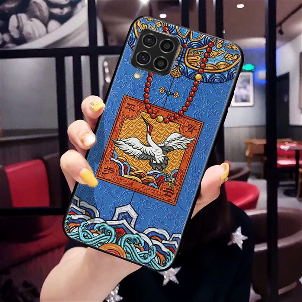 Embossed Pattern Printing Well-Protected TPU Phone Cover for Samsung Galaxy F62/M62 - Black Cat-3