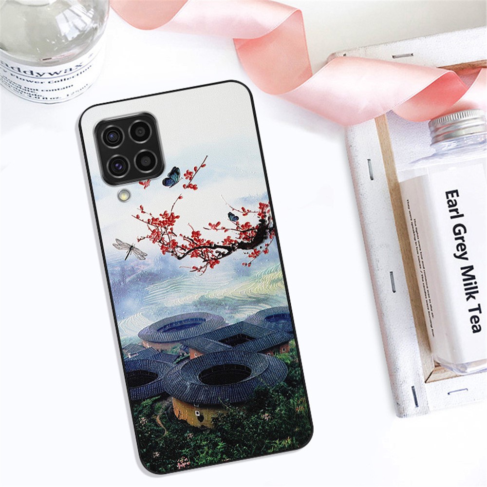 Embossed Pattern Printing Well-Protected TPU Phone Cover for Samsung Galaxy F62/M62 - Black Cat-4