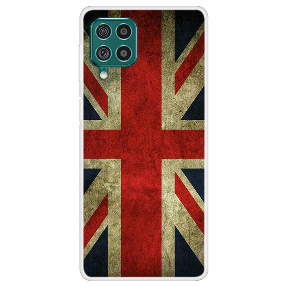 Pattern Printing Full Protection Flexible TPU Phone Case Cover for Samsung Galaxy F62/M62 - Flag Element-1