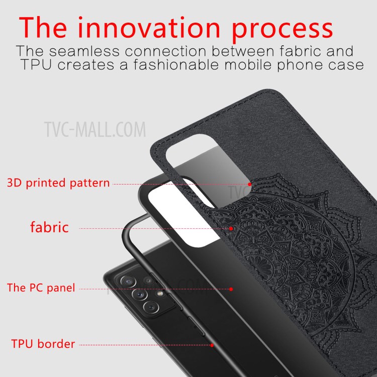 Mentions Légales Mandala Flower PU Coated PC + TPU Combo Téléphone Shell Pour Samsung Galaxy A72 4G / 5G - Noir-5