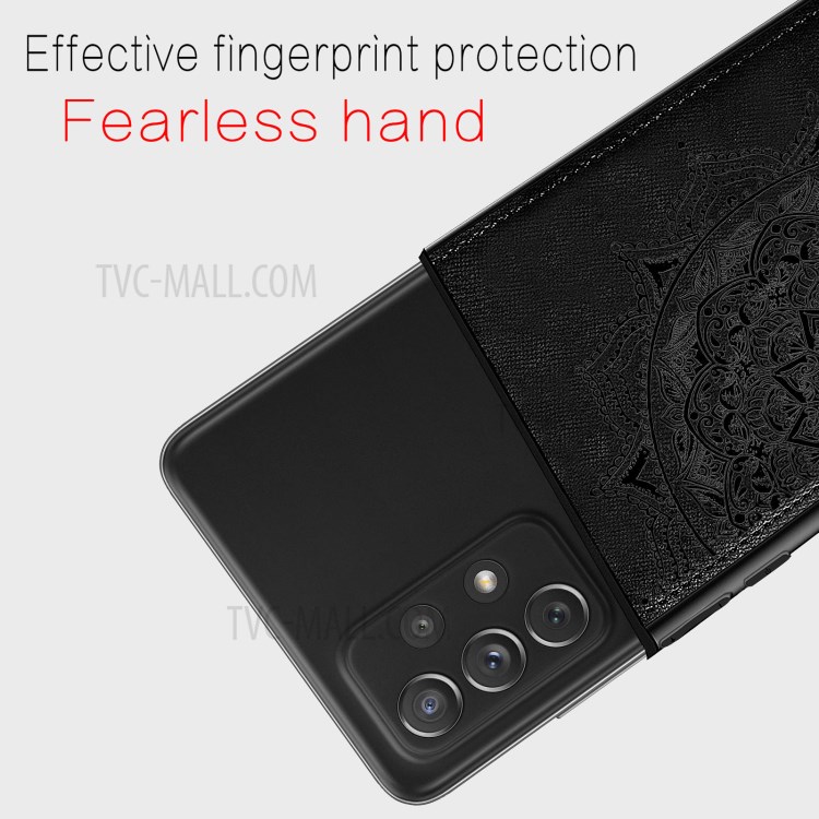 Mentions Légales Mandala Flower PU Coated PC + TPU Combo Téléphone Shell Pour Samsung Galaxy A72 4G / 5G - Noir-6