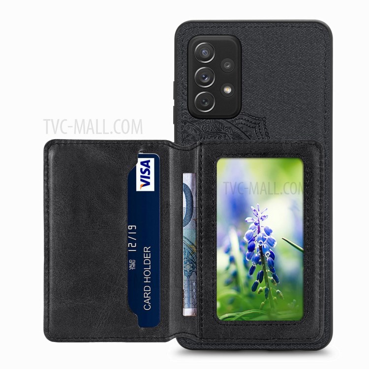 Mandala Flower Pattern PU Leather+TPU Flip Wallet Phone Case for Samsung Galaxy A72 5G/4G - Black-11