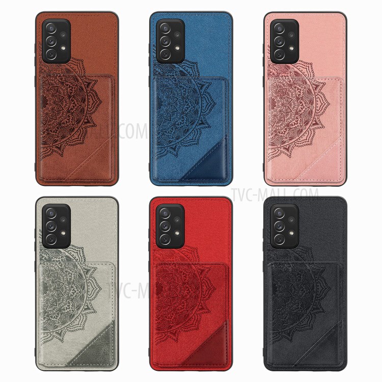 Mandala Flower Pattern PU Leather+TPU Flip Wallet Phone Case for Samsung Galaxy A72 5G/4G - Black-12