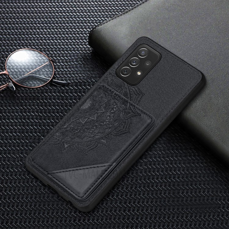 Mandala Flower Pattern PU Leather+TPU Flip Wallet Phone Case for Samsung Galaxy A72 5G/4G - Black-2