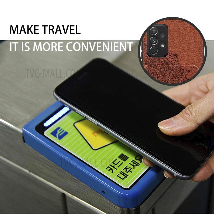 Mandala Imprinting Design PU Leather Coated TPU Case + Lanyard with Wallet Kickstand for Samsung Galaxy A72 5G/4G - Black-5