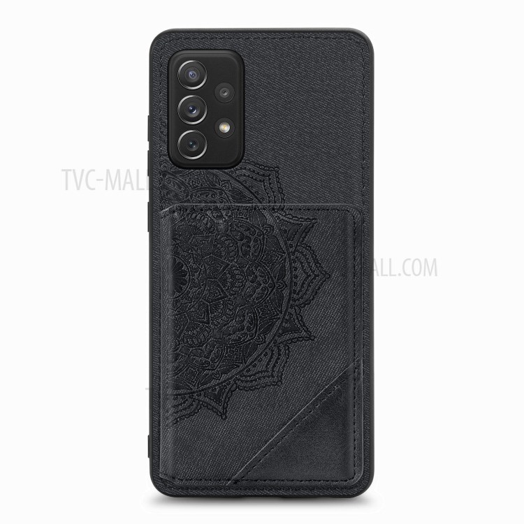 Mandala Flower Pattern PU Leather+TPU Wallet Kickstand Phone Case for Samsung Galaxy A52 5G/4G - Black-10