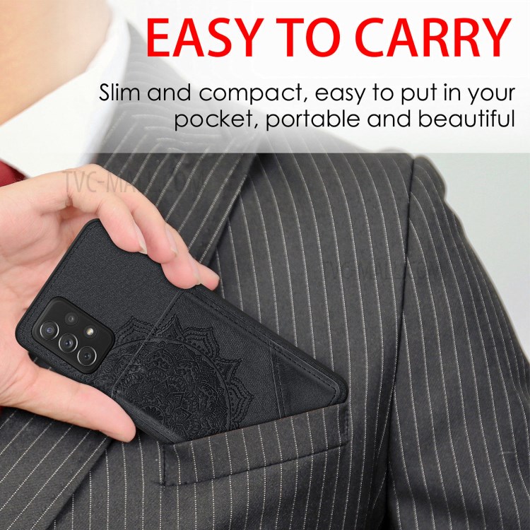 Mandala Flower Pattern PU Leather+TPU Wallet Kickstand Phone Case for Samsung Galaxy A52 5G/4G - Black-7