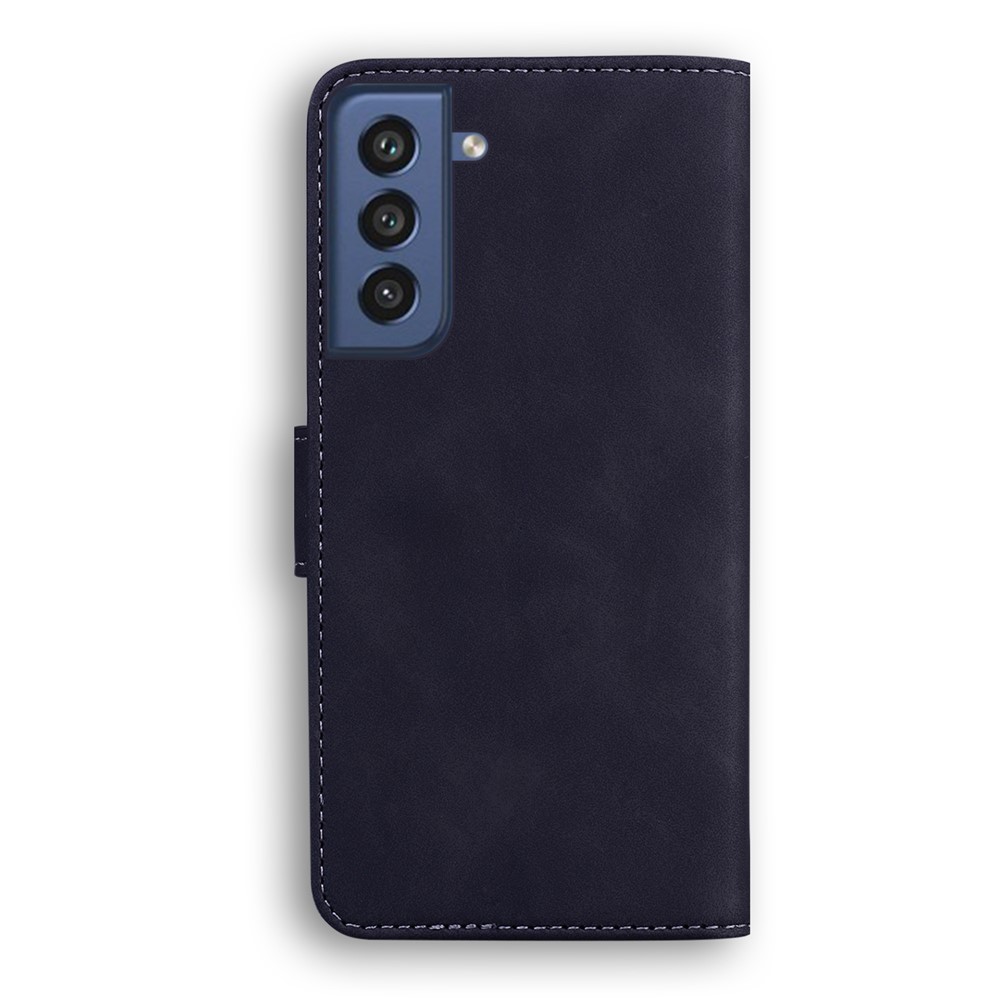 Wallet Stand Design Case for Samsung Galaxy S21 FE Plain Leather Phone Case - Black-3