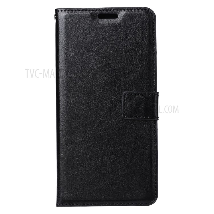 Crazy Horse Stand Wallet Leather Shell for Samsung Galaxy S21 FE Protective Case - Black-2