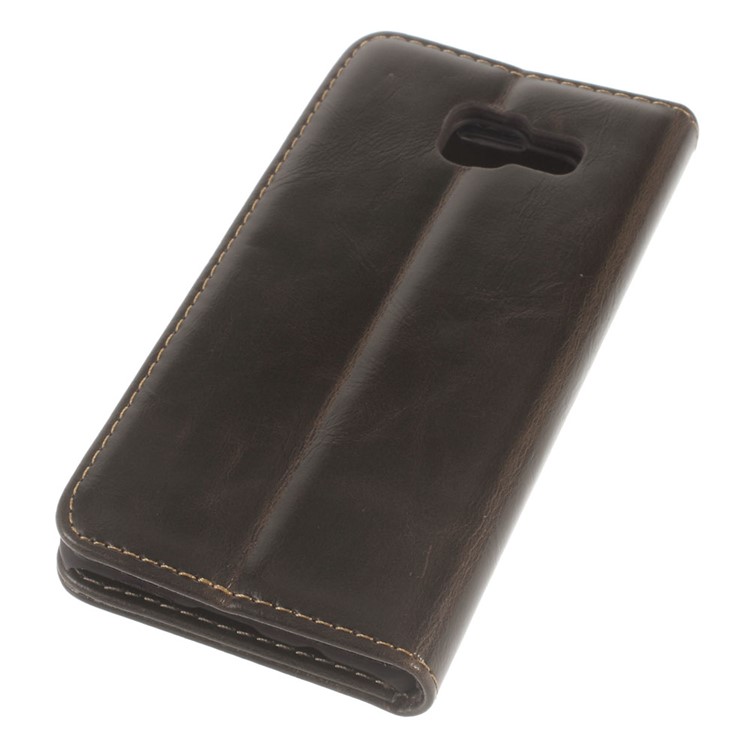 CASEME Oil Wax Folio Leather Protective Shell para Samsung Galaxy A3 SM-A310F(2016) - Castanho-7
