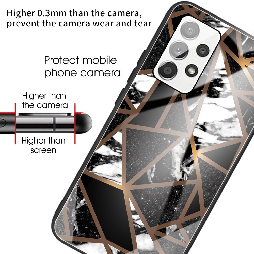 For Samsung Galaxy A52 5G/4G Shockproof Marble Pattern Tempered Glass + TPU Phone Case - Style A-2