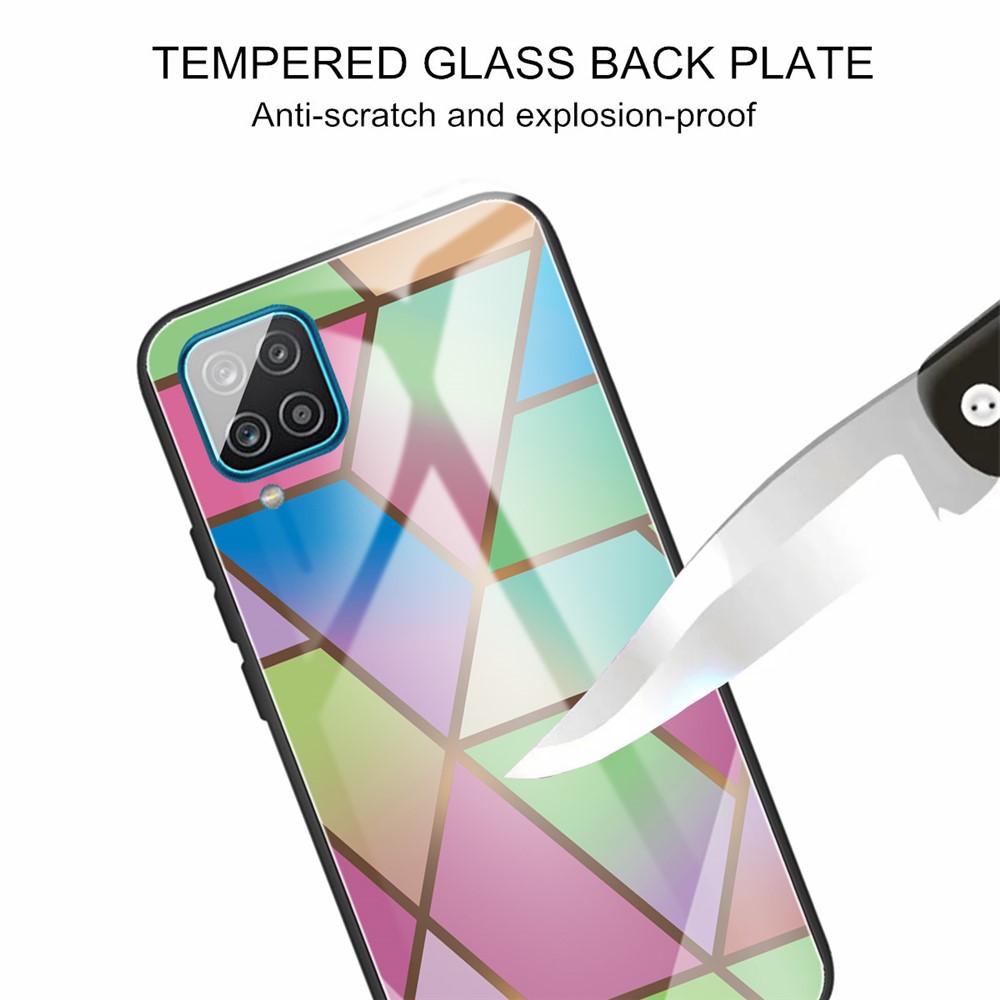 Explosion-proof Marble Pattern Tempered Glass + TPU Phone Cover for Samsung Galaxy A12 - Style A-4