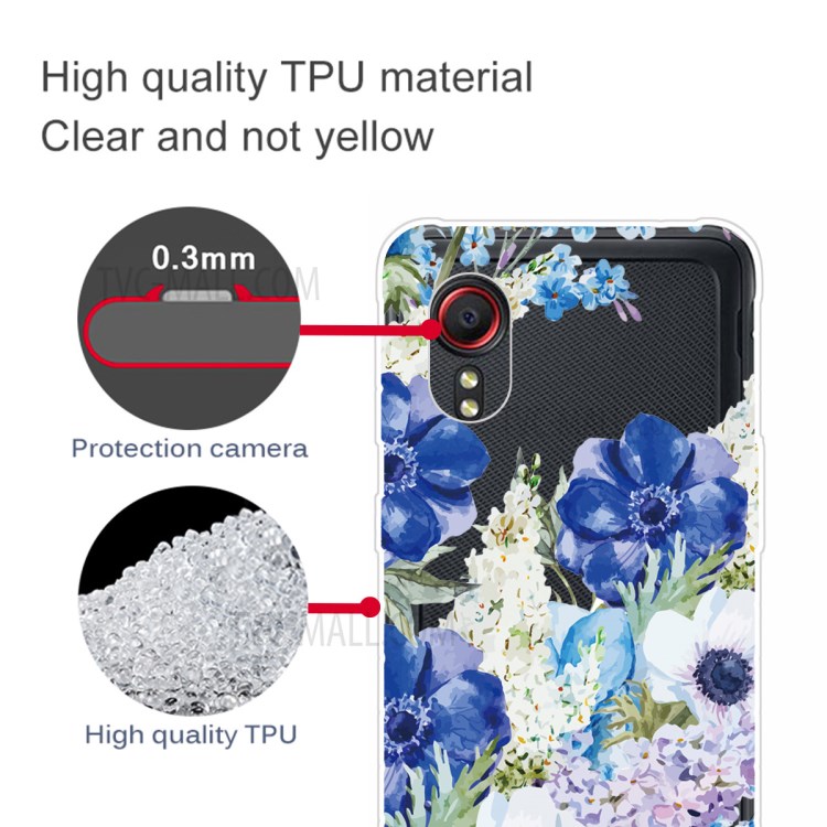 Soft TPU Pattern Printing Phone Cover Well-Protected Case for Samsung Galaxy Xcover 5 - Blue Flower-4