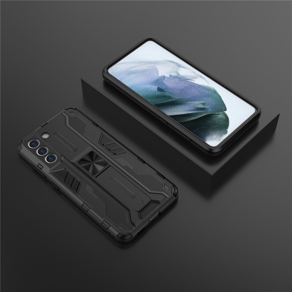 Well-Protected Shockproof Cellphone Case PC + TPU Combo Shell with Kickstand for Samsung Galaxy S21 FE - Black-11