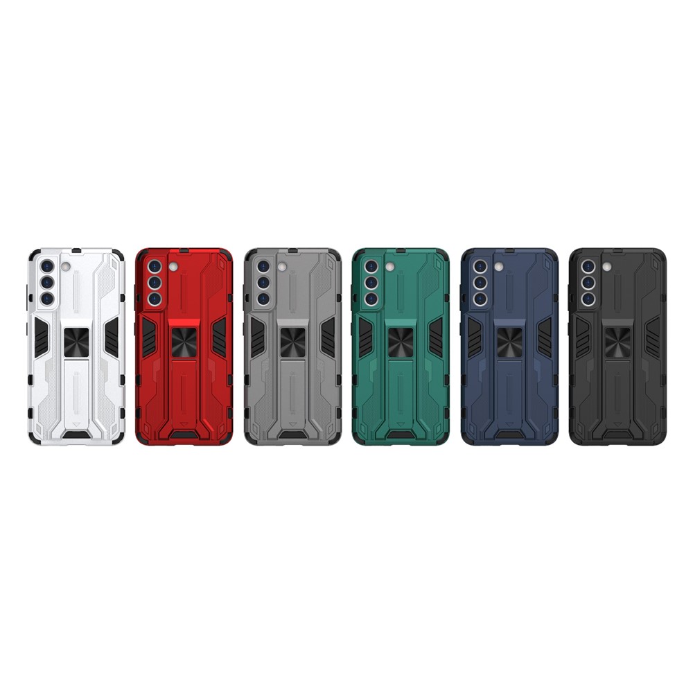 Well-Protected Shockproof Cellphone Case PC + TPU Combo Shell with Kickstand for Samsung Galaxy S21 FE - Black-12