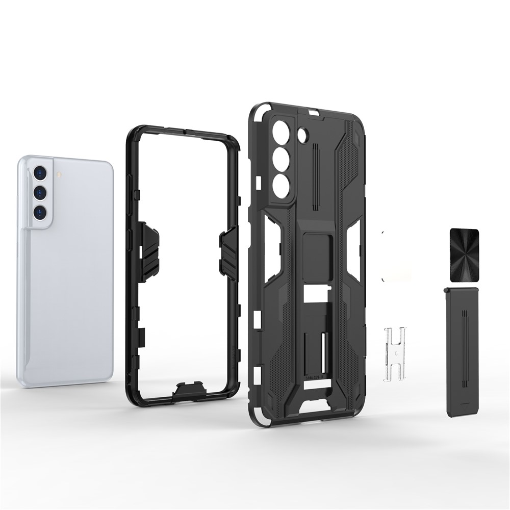 Well-Protected Shockproof Cellphone Case PC + TPU Combo Shell with Kickstand for Samsung Galaxy S21 FE - Black-13