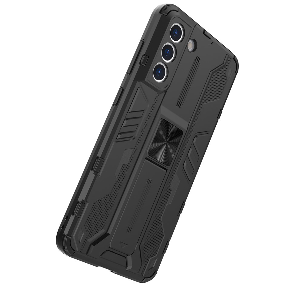 Well-Protected Shockproof Cellphone Case PC + TPU Combo Shell with Kickstand for Samsung Galaxy S21 FE - Black-7