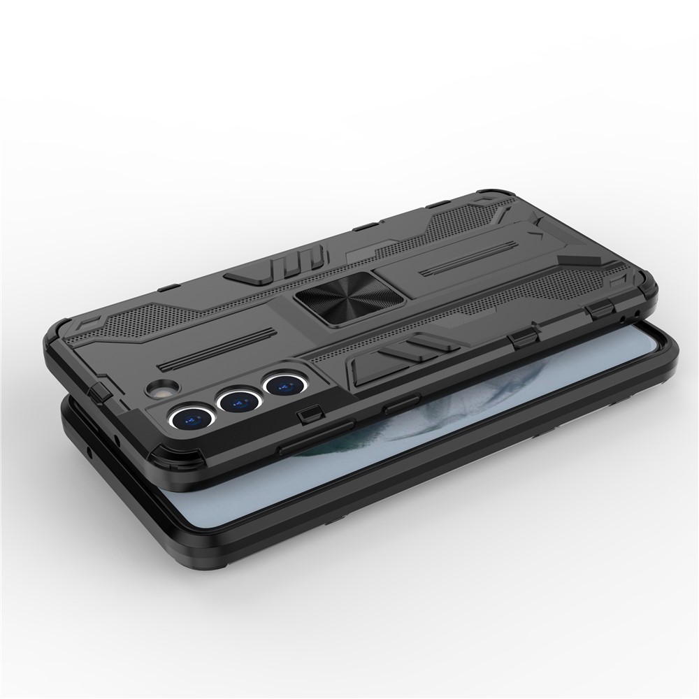 Well-Protected Shockproof Cellphone Case PC + TPU Combo Shell with Kickstand for Samsung Galaxy S21 FE - Black-8
