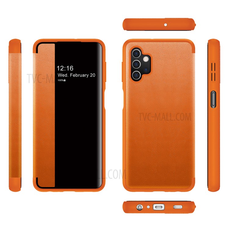 Cellphone Protective Leather Case Drop-Resistant Flip Cover for Samsung Galaxy A32 4G (EU Version) - Orange-2