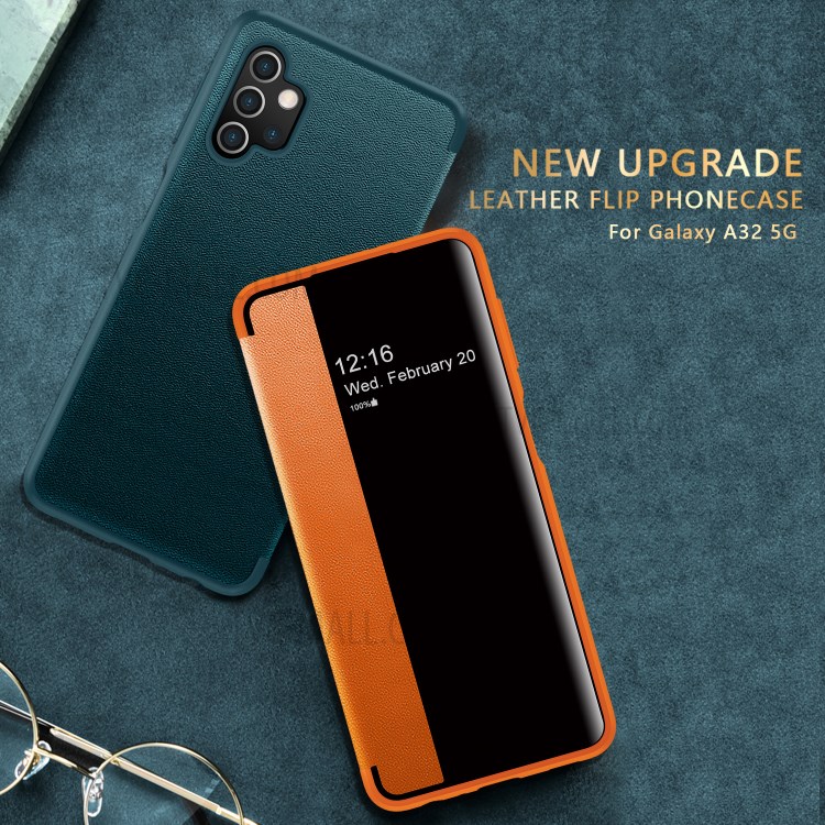 Cellphone Protective Leather Case Drop-Resistant Flip Cover for Samsung Galaxy A32 4G (EU Version) - Orange-5