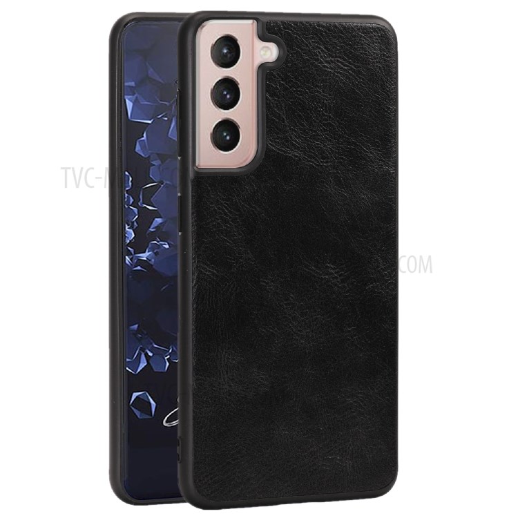Crazy Horse Texture PU Leather Coated TPU Cover for Samsung Galaxy S21 FE - Black-1