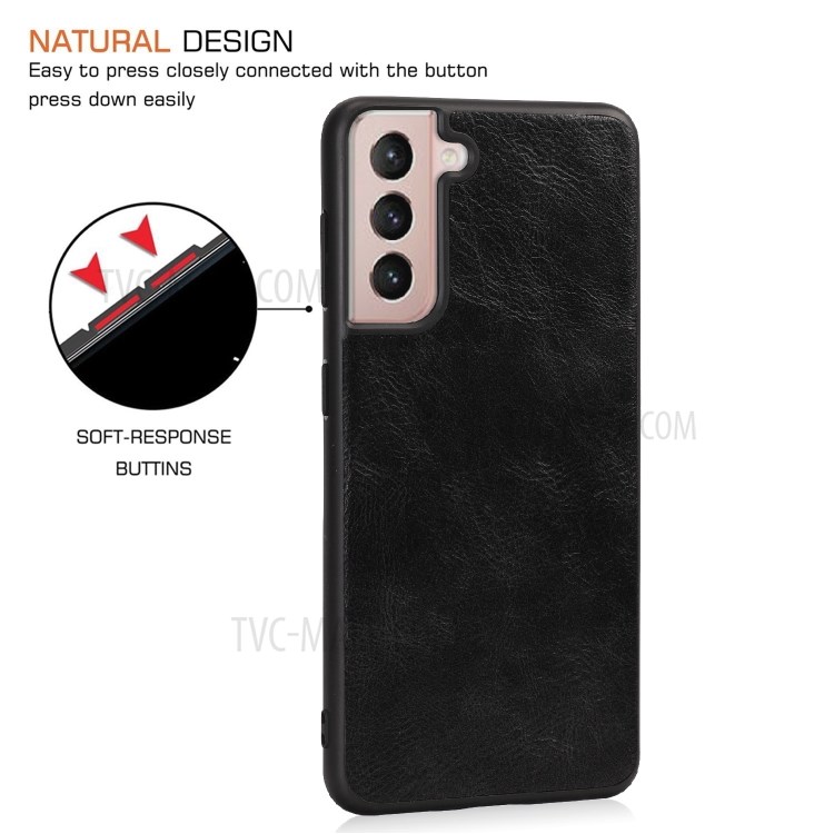 Crazy Horse Texture PU Leather Coated TPU Cover for Samsung Galaxy S21 FE - Black-3