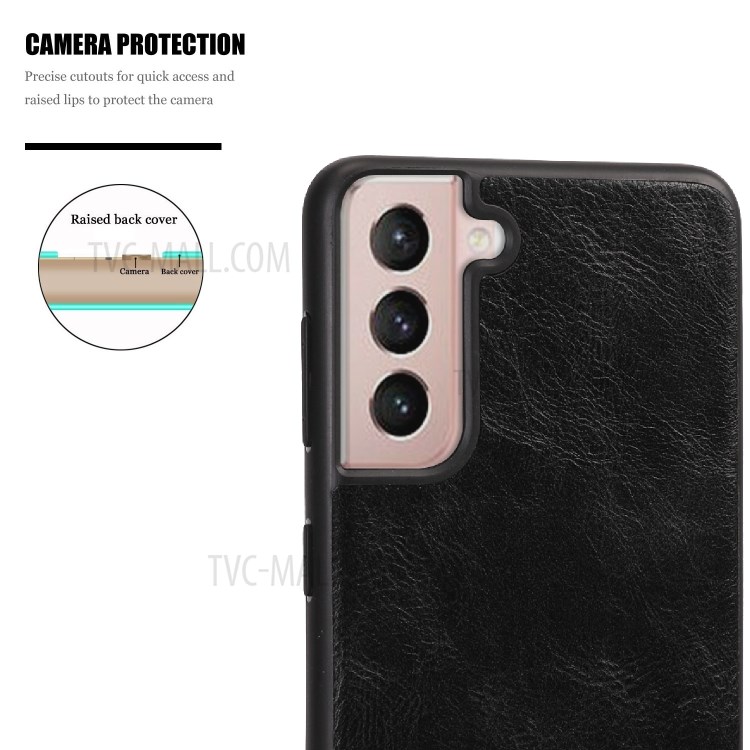 Crazy Horse Texture PU Leather Coated TPU Cover for Samsung Galaxy S21 FE - Black-4