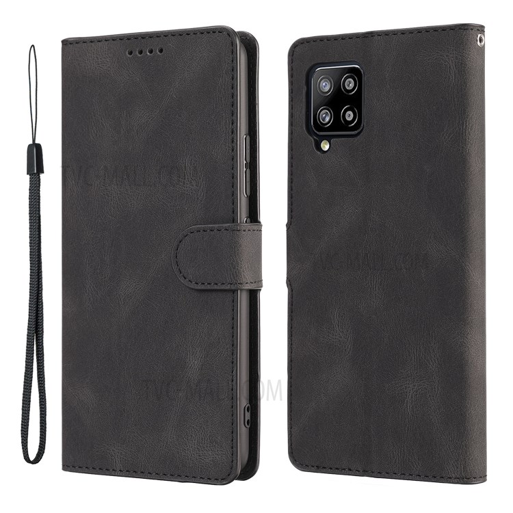 Fantasy Classic Leather Case Mobile Phone Cover with Wallet Stand for Samsung Galaxy F62/M62 - Black-1