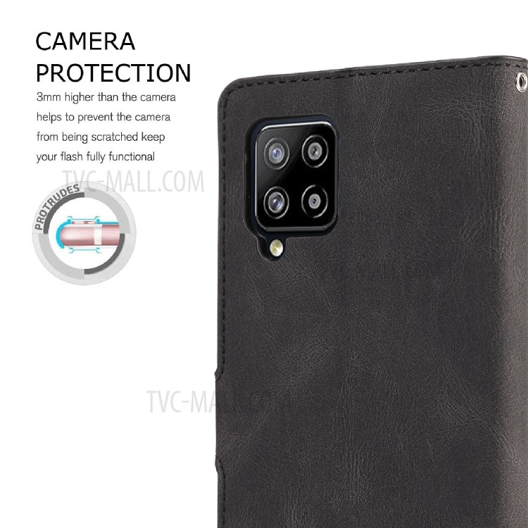 Fantasy Classic Leather Case Mobile Phone Cover with Wallet Stand for Samsung Galaxy F62/M62 - Black-2