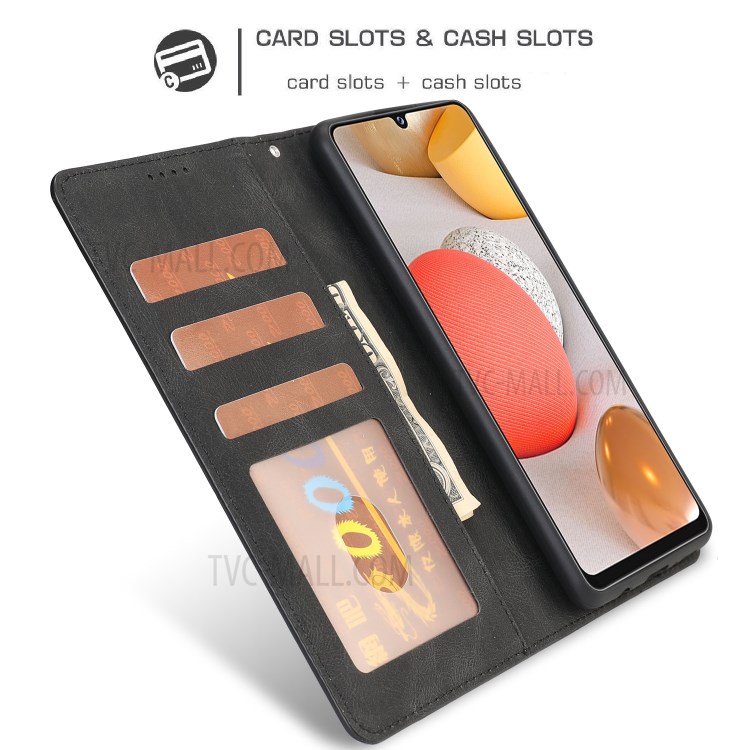 Fantasy Classic Leather Case Mobile Phone Cover with Wallet Stand for Samsung Galaxy F62/M62 - Black-3