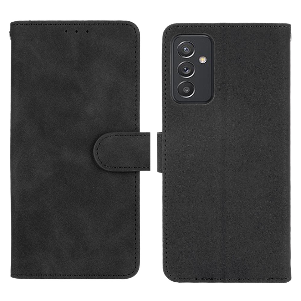 Wallet Stand Design Folio Flip Skin-touch Feeling Leather Protective Shell Phone Cover for Samsung Galaxy A82 5G/Galaxy Quantum 2 - Black-1