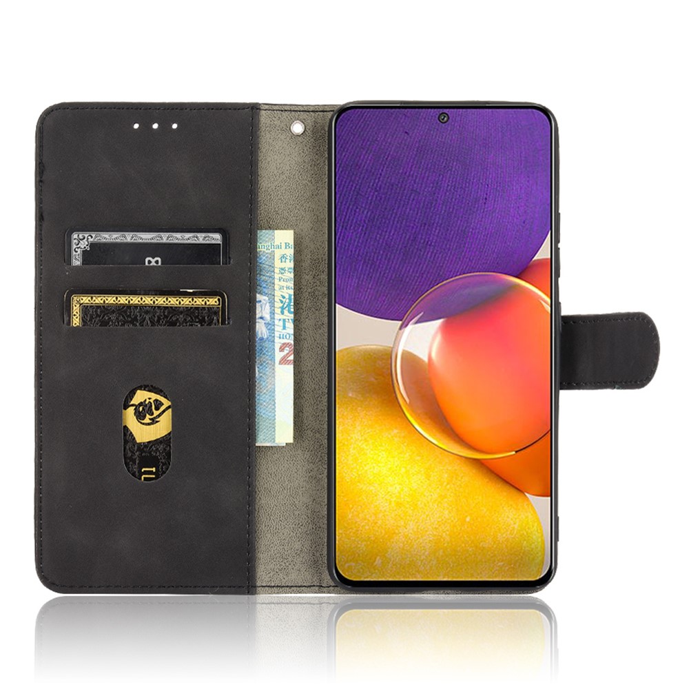 Wallet Stand Design Folio Flip Skin-touch Feeling Leather Protective Shell Phone Cover for Samsung Galaxy A82 5G/Galaxy Quantum 2 - Black-3