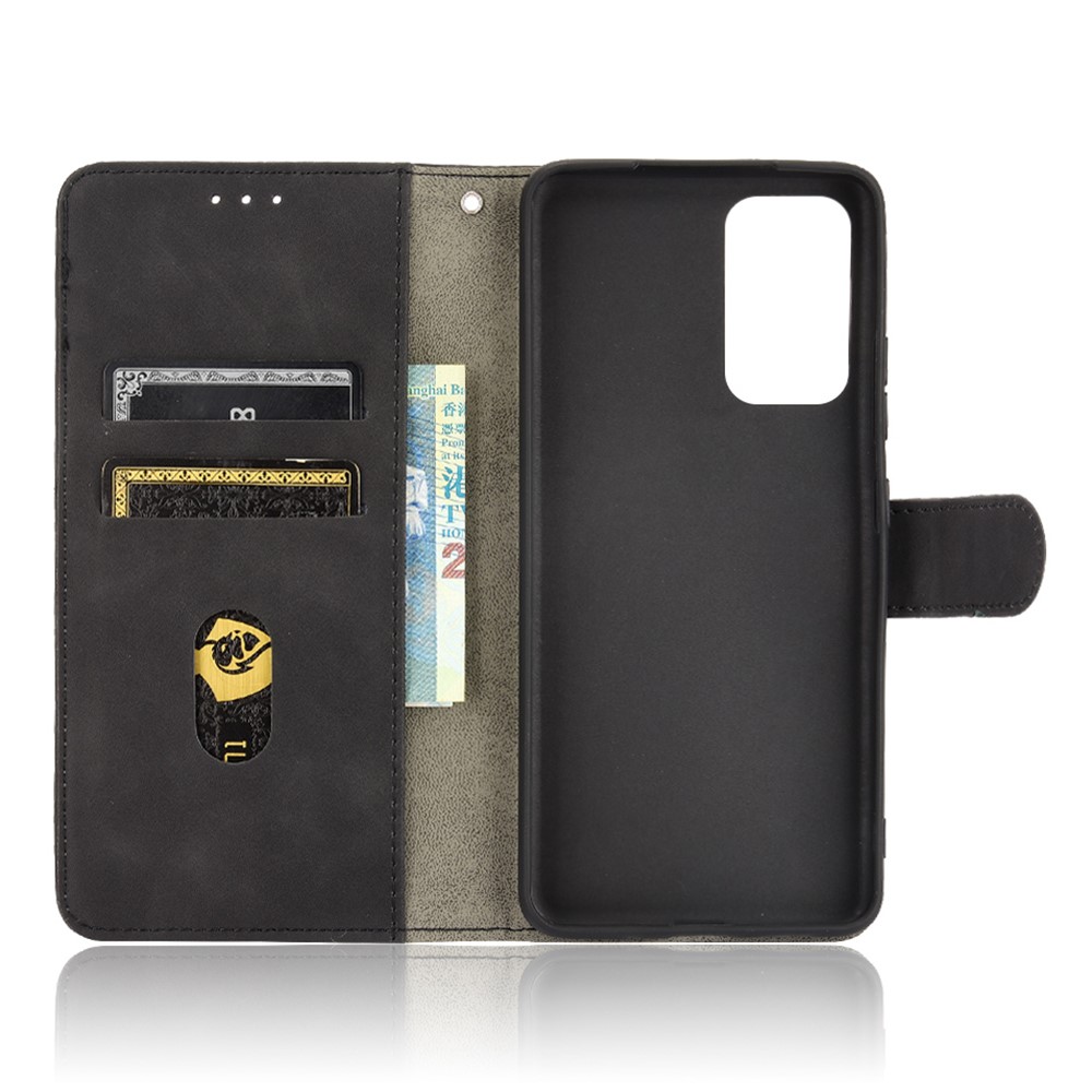 Wallet Stand Design Folio Flip Skin-touch Feeling Leather Protective Shell Phone Cover for Samsung Galaxy A82 5G/Galaxy Quantum 2 - Black-8