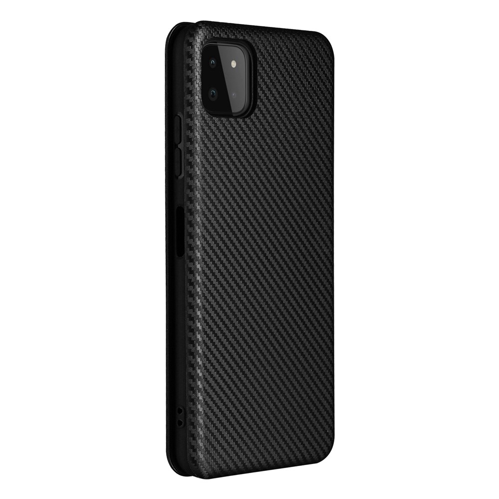 Carbon Fiber Texture Auto-absorbed Leather Phone Case Stand for Samsung Galaxy A22 5G (EU Version) - Black-10