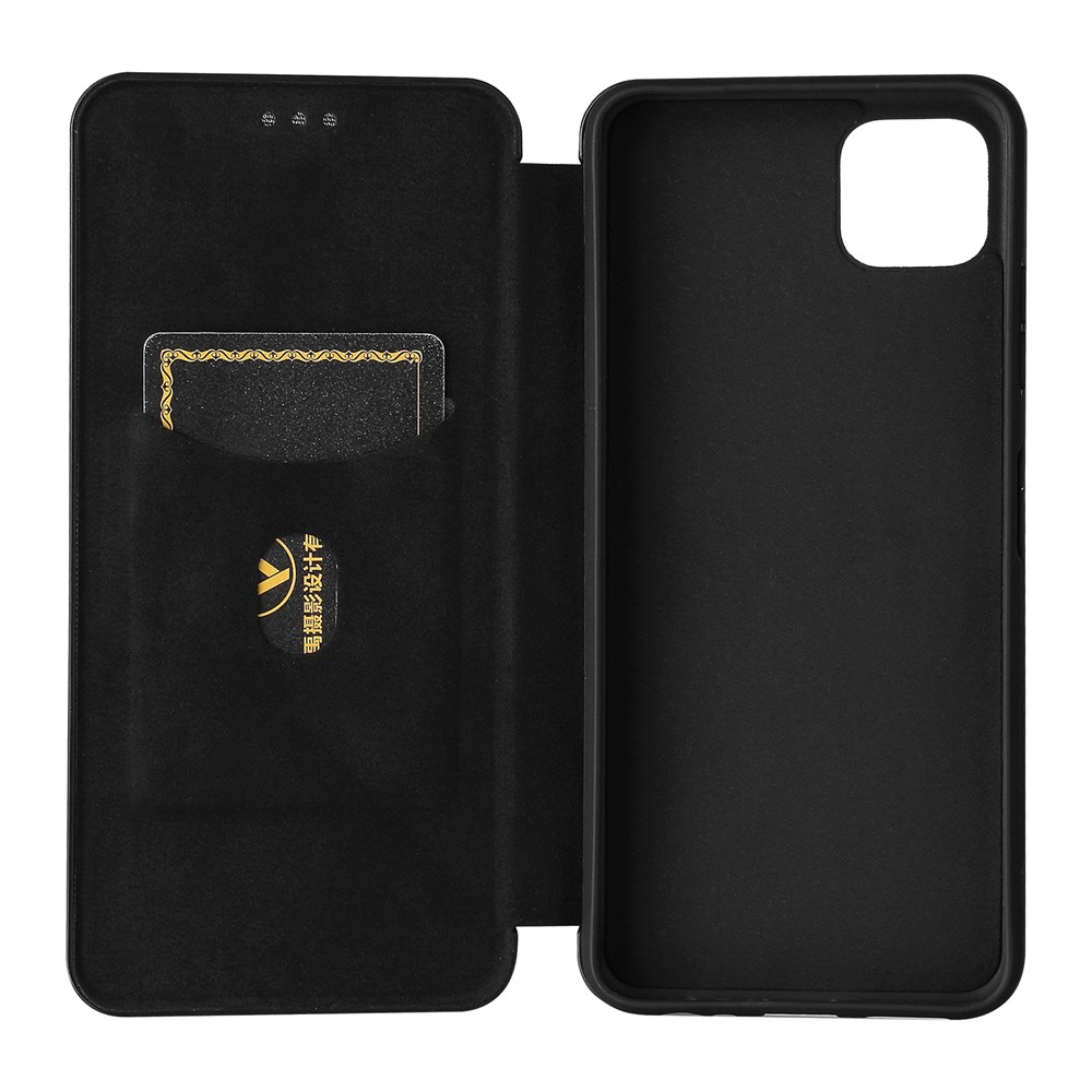Carbon Fiber Texture Auto-absorbed Leather Phone Case Stand for Samsung Galaxy A22 5G (EU Version) - Black-7