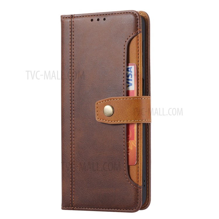 Card Slots Kickstand PU Leather Coated TPU Case for Samsung Galaxy A22 4G (EU Version) - Brown-2
