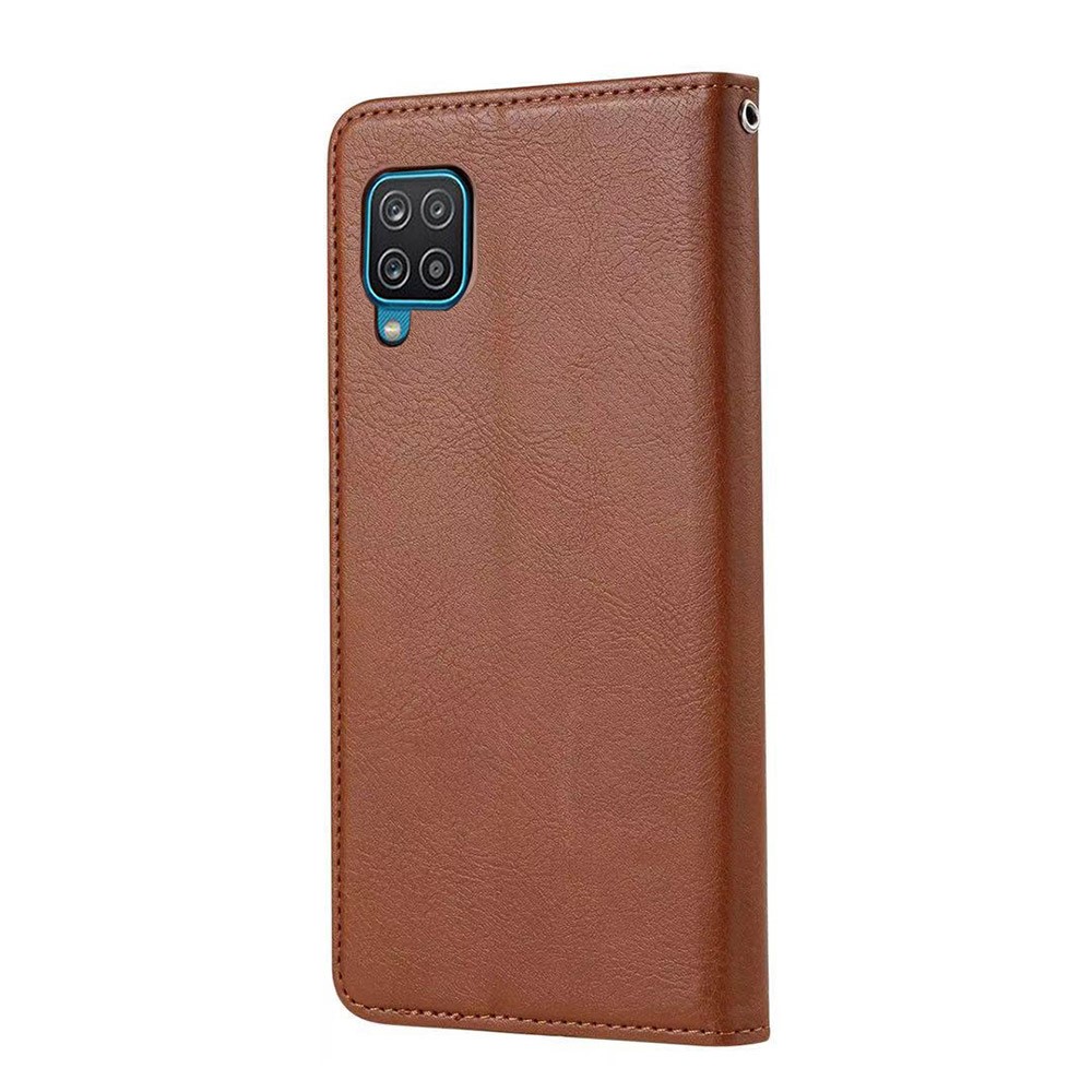 Auto-absorbed Wallet Stand Leather Cover for Samsung Galaxy A22 4G (EU Version) - Brown-3