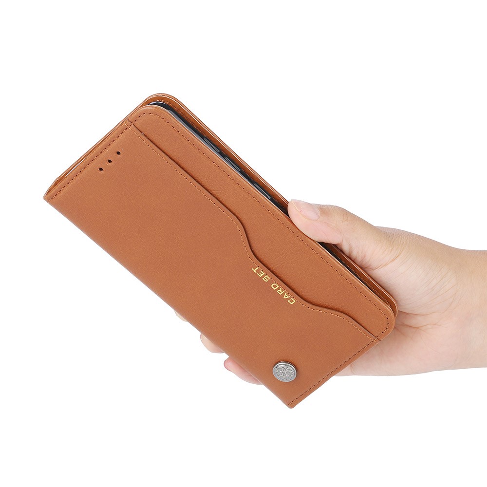 Auto-absorbed Wallet Stand Leather Cover for Samsung Galaxy A22 4G (EU Version) - Brown-6