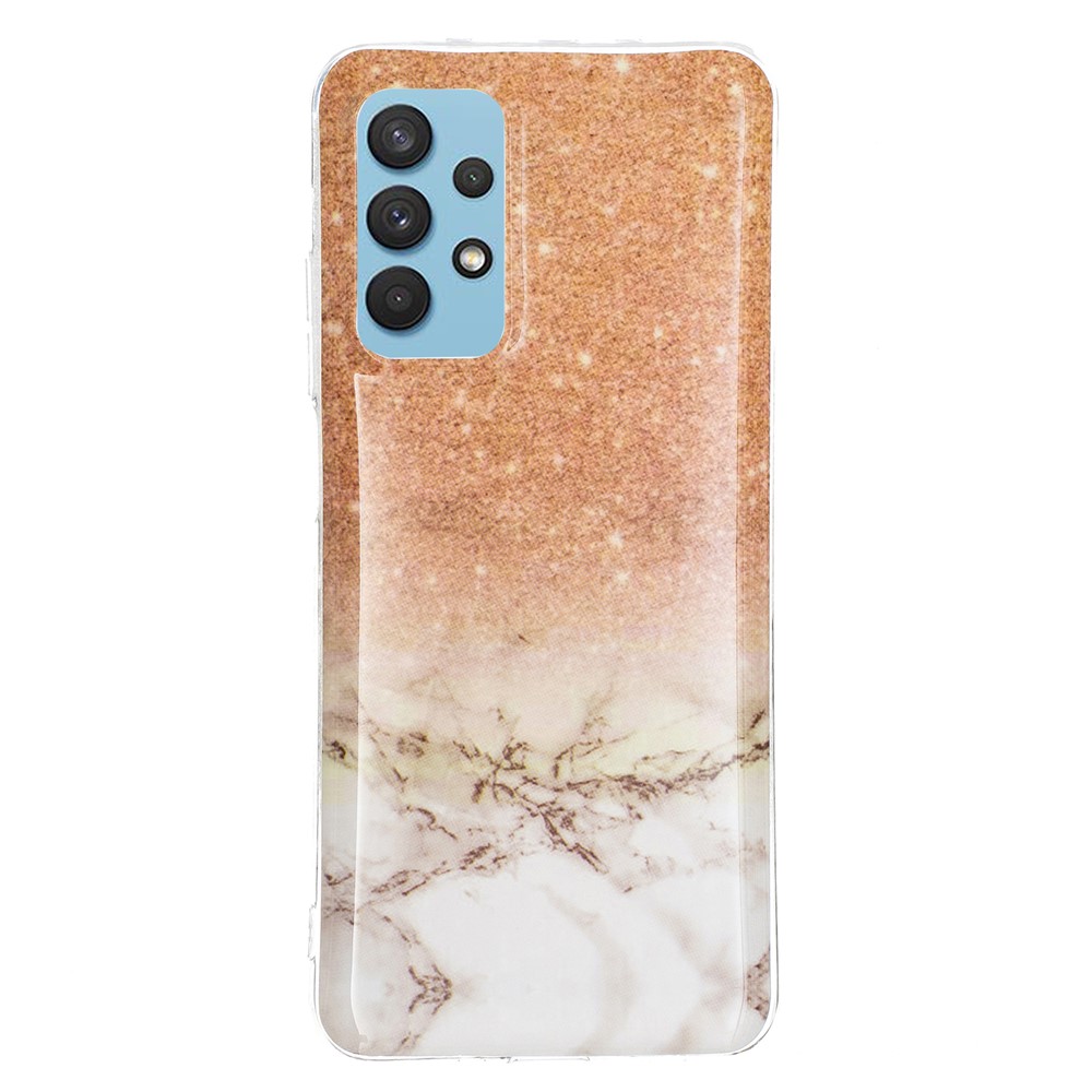 Anti-Scratch IMD Marble Pattern Printing TPU Back Cover with for Samsung Galaxy A32 4G (EU Version) - White/Gold-1