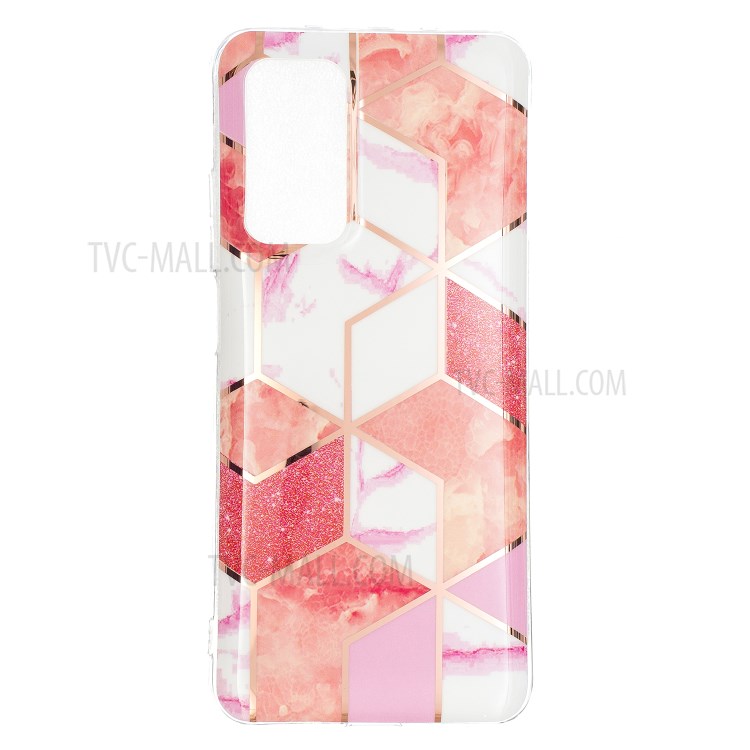 Marble Pattern Splicing Phone Cover Electroplating IMD Protector Case for Samsung Galaxy A32 4G (EU Version) - Rose Glitter Squins-1