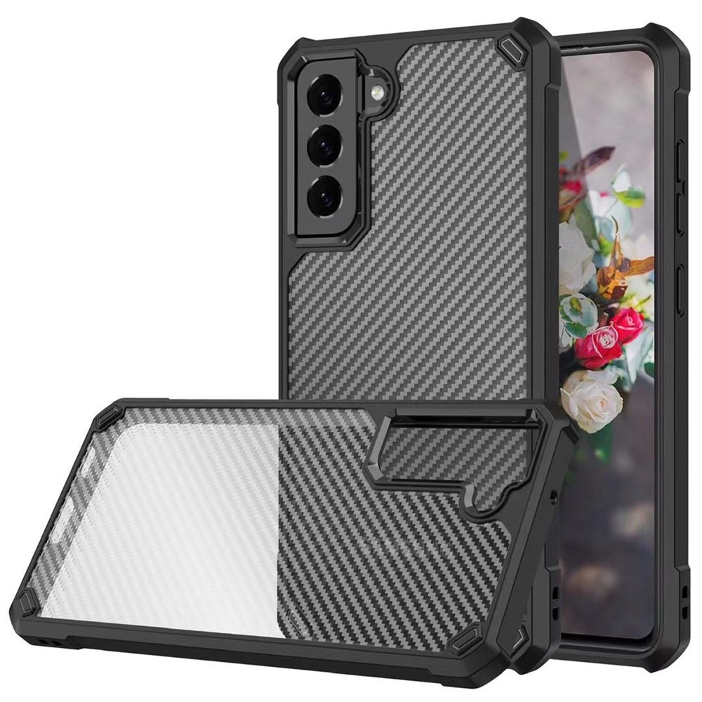 TPU + Clear Acrylic Hybrid Phone Case for Samsung Galaxy S21+ 5G Shockproof Cover - Black-1