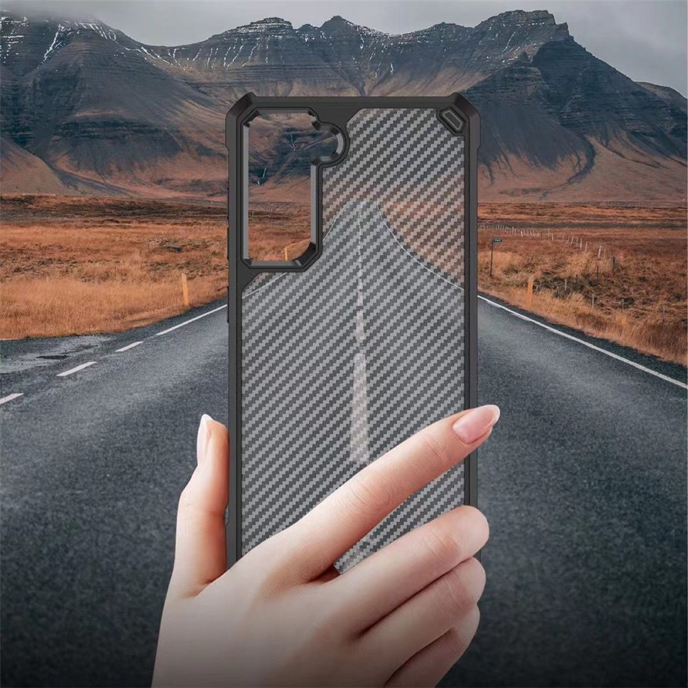 TPU + Clear Acrylic Hybrid Phone Case for Samsung Galaxy S21+ 5G Shockproof Cover - Black-7