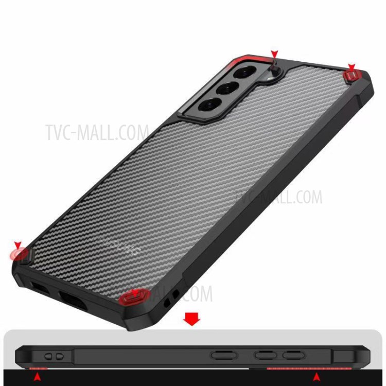 Shockproof Anti-slip TPU + Clear Acrylic Hybrid Phone Case Cover for Samsung Galaxy S21 5G - Black-5