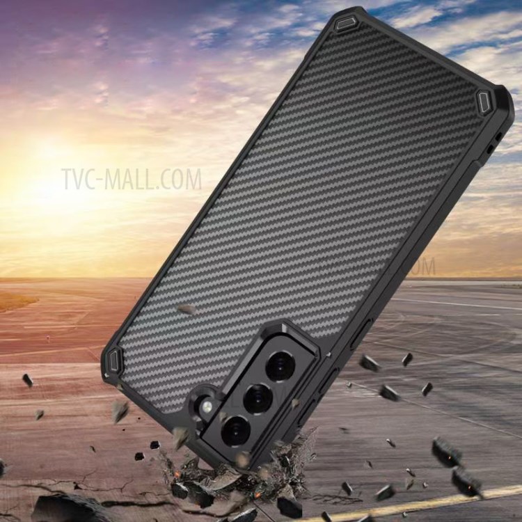 Clear Acrylic + TPU Hybrid Phone Case for Samsung Galaxy S21 FE Shockproof Cover - Black-2