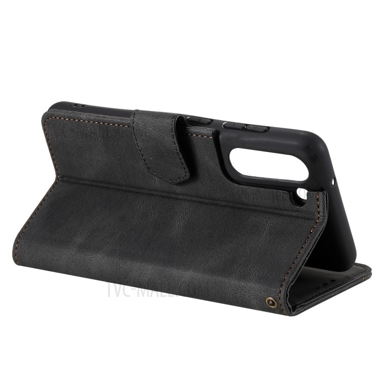 Splicing Stitching Skin-touch PU Leather Case Stand Protector Cover for Samsung Galaxy S21 FE - Black-4